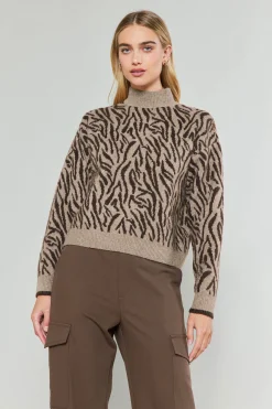 Discount Abstract Mock Neck Sweater Women Knitwear | Sweaters