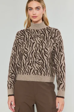 Discount Abstract Mock Neck Sweater Women Knitwear | Sweaters
