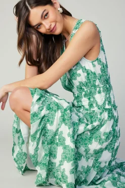 Outlet Abstract Motif Maxi Dress Women Midi Dresses