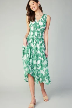 Outlet Abstract Motif Maxi Dress Women Midi Dresses