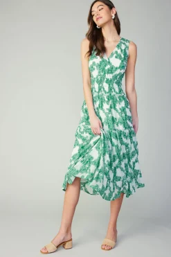 Outlet Abstract Motif Maxi Dress Women Midi Dresses
