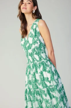 Outlet Abstract Motif Maxi Dress Women Midi Dresses