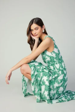 Outlet Abstract Motif Maxi Dress Women Midi Dresses