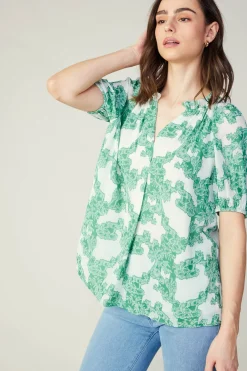 Best Abstract Motif Top Women Short Sleeve Tops