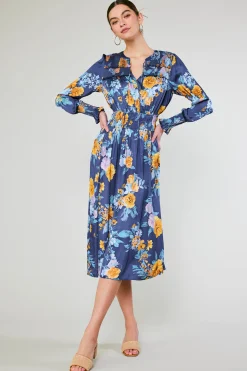 Hot Aida Floral Midi Dress Women Midi Dresses