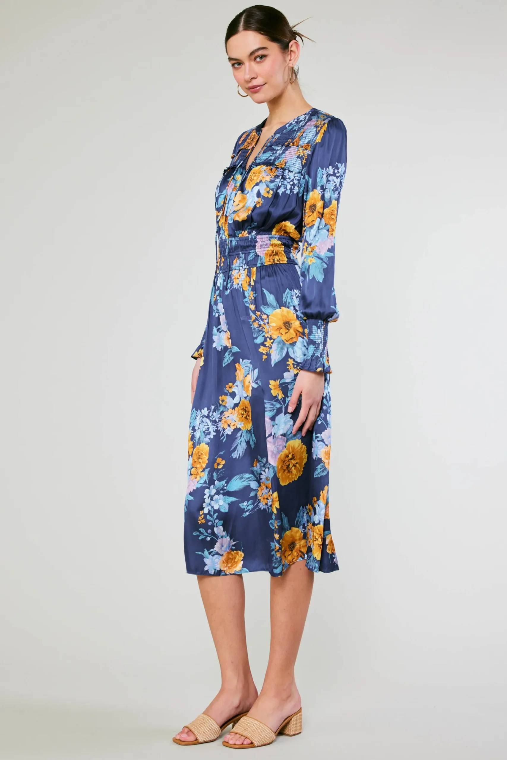 Hot Aida Floral Midi Dress Women Midi Dresses