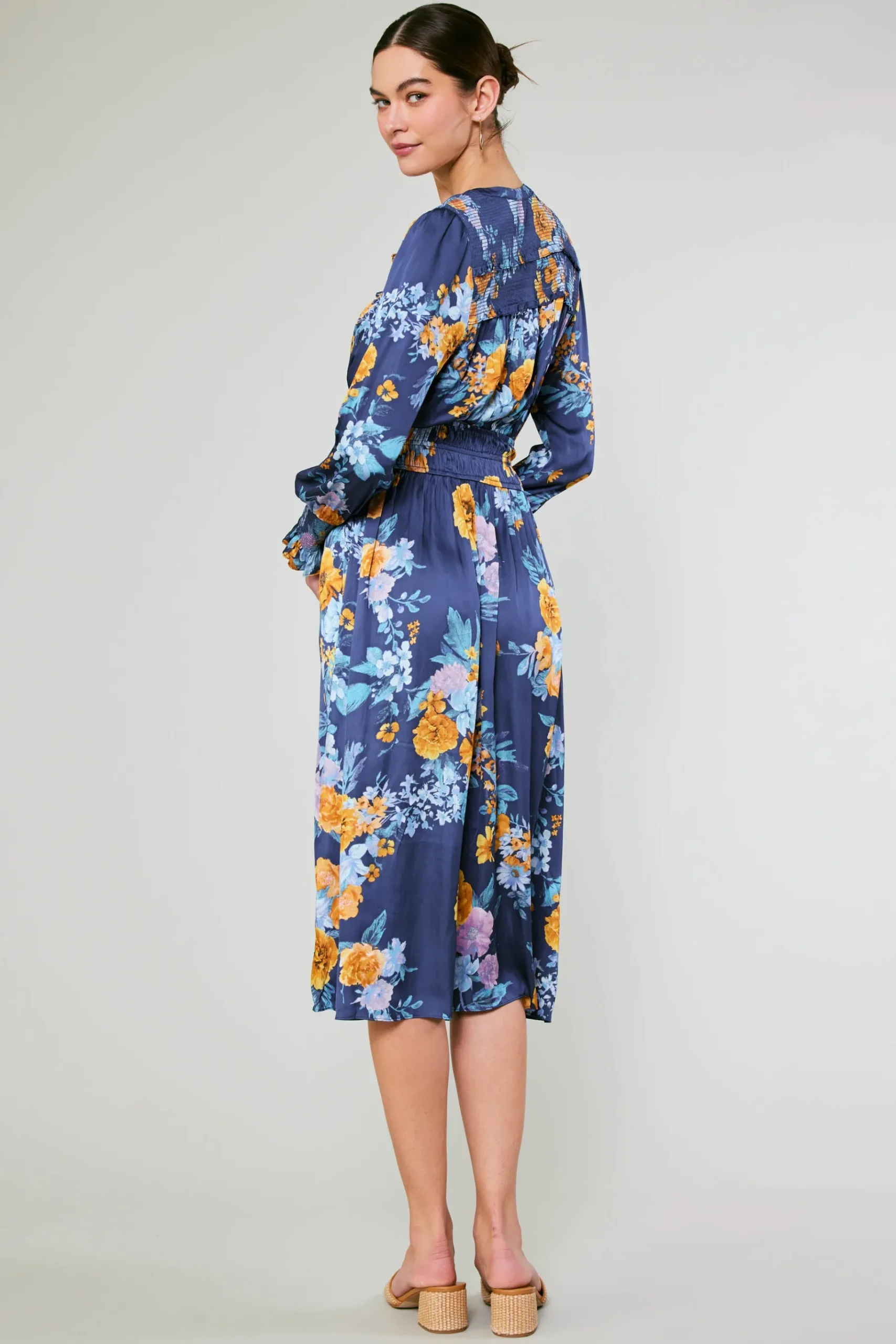 Hot Aida Floral Midi Dress Women Midi Dresses