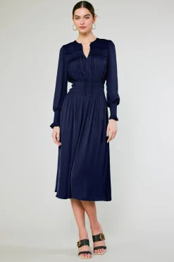 Fashion Aida Smocked Midi Dress Women Midi Dresses