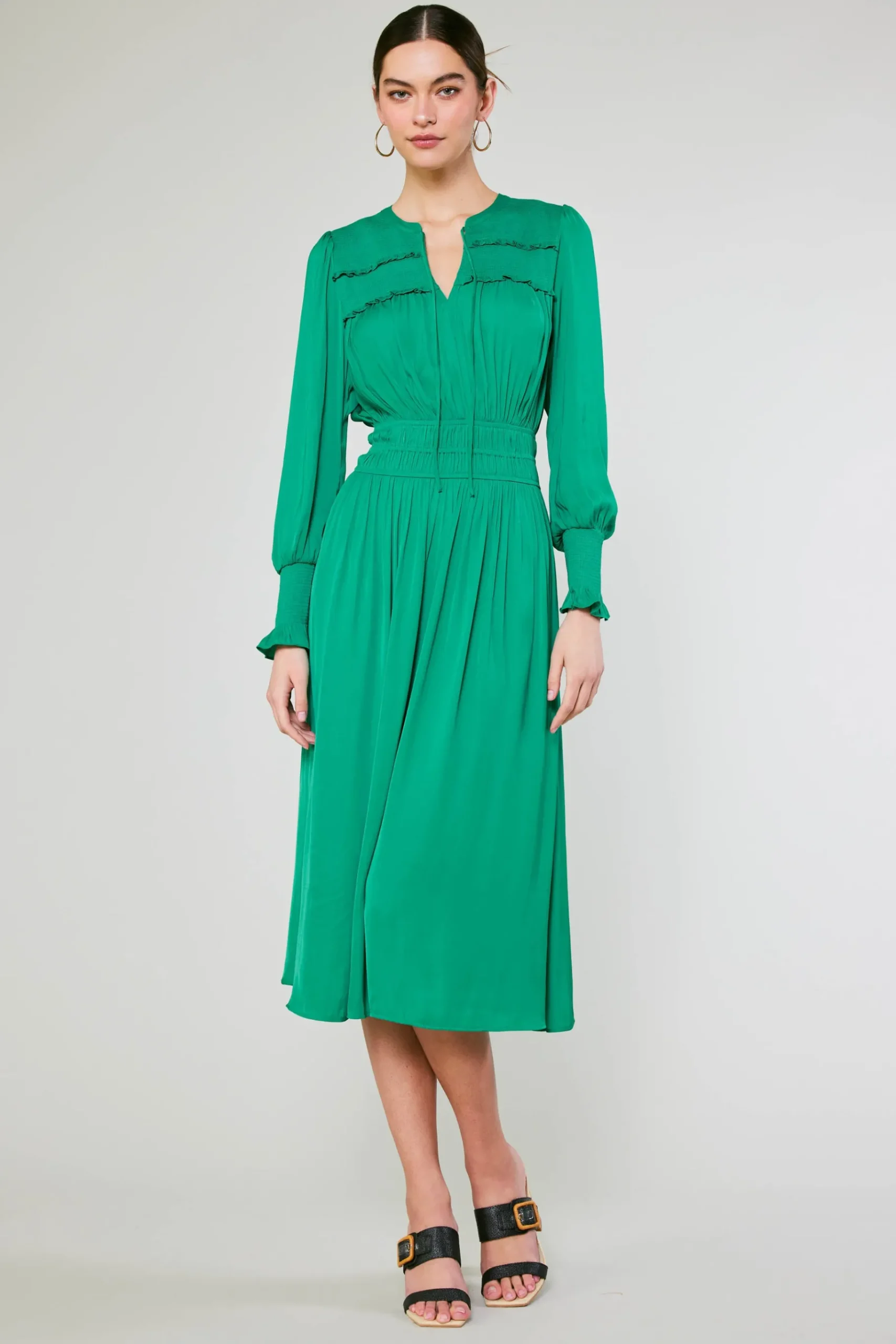 Hot Aida Smocked Midi Dress Women Midi Dresses