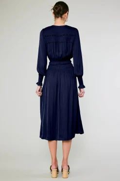 Fashion Aida Smocked Midi Dress Women Midi Dresses