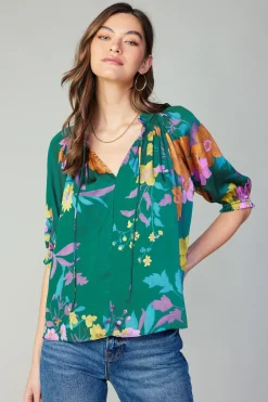 Discount Angelica Floral Blouse Women Long Sleeve Tops
