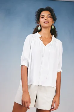 Clearance Angelica Pleated Blouse Women Short Sleeve Tops | Long Sleeve Tops