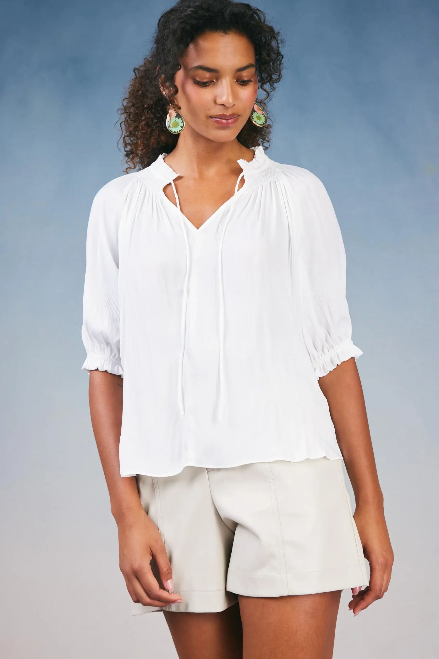 Clearance Angelica Pleated Blouse Women Short Sleeve Tops | Long Sleeve Tops
