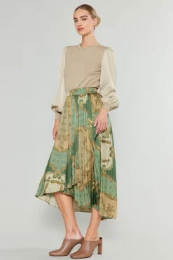 Online Asymmetrical Vintage Print Skirt Women Skirts