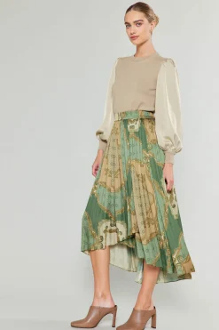 Online Asymmetrical Vintage Print Skirt Women Skirts