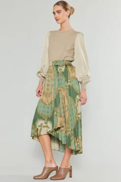 Online Asymmetrical Vintage Print Skirt Women Skirts