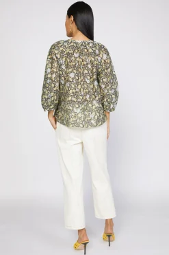 Discount Baroque Floral Raglan Blouse Women Short Sleeve Tops | Long Sleeve Tops