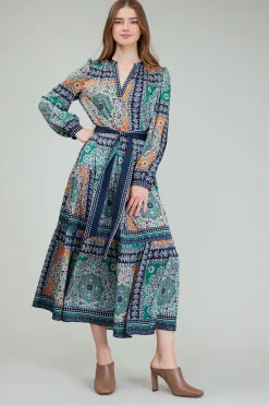 Sale Belted Abstract Midi Dress Women Maxi Dresses | Midi Dresses