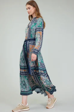 Sale Belted Abstract Midi Dress Women Maxi Dresses | Midi Dresses