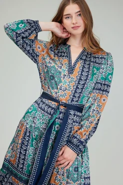 Sale Belted Abstract Midi Dress Women Maxi Dresses | Midi Dresses