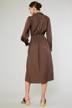 Clearance Belted Buttondown Shirt Dress Women Midi Dresses
