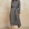 Clearance Belted Chambray Midi Skirt Women Skirts