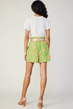 Hot Belted Floral Patterned Shorts Women Shorts