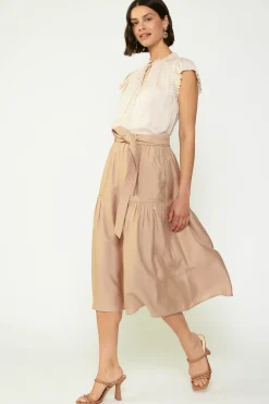 Sale Belted Midi Skirt Women Skirts