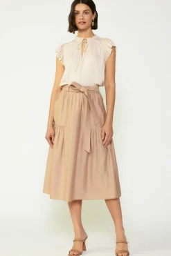 Sale Belted Midi Skirt Women Skirts