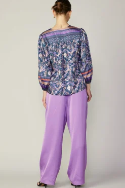 Hot Border Print Paisley Top Women Long Sleeve Tops