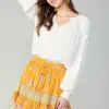 Fashion Border Print Tiered Mini Skirt Women Skirts