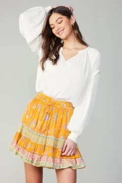Fashion Border Print Tiered Mini Skirt Women Skirts