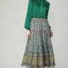Clearance Border Printed Floral Skirt Women Skirts