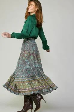 Clearance Border Printed Floral Skirt Women Skirts
