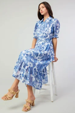 Best Botanical Jacquard Midi Dress Women Midi Dresses