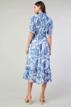 Best Botanical Jacquard Midi Dress Women Midi Dresses