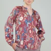 Fashion Botanical Pleated Blouse Women Long Sleeve Tops
