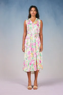 Discount Botanical Watercolor Midi Dress Women Midi Dresses