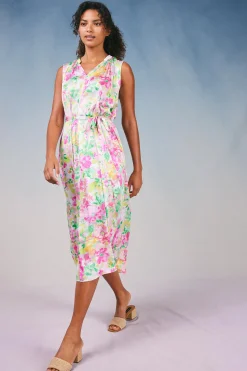 Discount Botanical Watercolor Midi Dress Women Midi Dresses