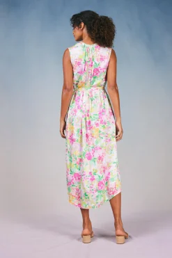 Discount Botanical Watercolor Midi Dress Women Midi Dresses