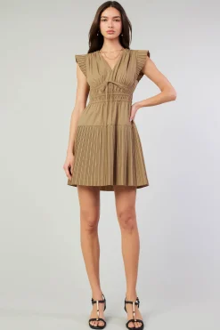 Fashion Briene Pleated Mini Dress Women Mini Dresses