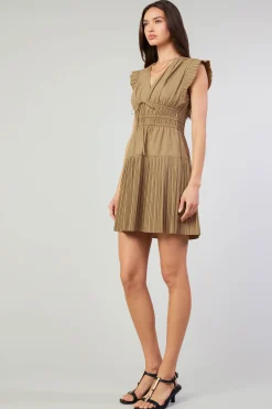 Fashion Briene Pleated Mini Dress Women Mini Dresses