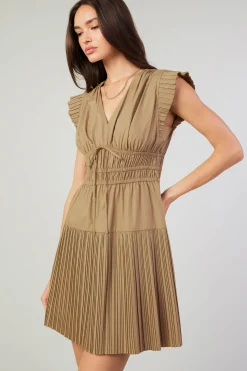 Fashion Briene Pleated Mini Dress Women Mini Dresses