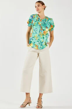 New Brooklyn Crinkle Top Women Short Sleeve Tops