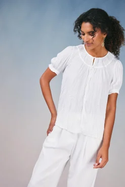New Brooklyn Crinkle Top Women Short Sleeve Tops