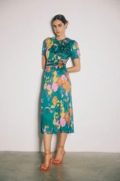 Fashion Brooklyn Floral Midi Dress Women Midi Dresses