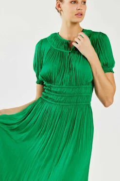 Hot Brooklyn Pleated Midi Dress Women Midi Dresses