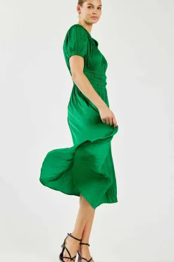 Hot Brooklyn Pleated Midi Dress Women Midi Dresses