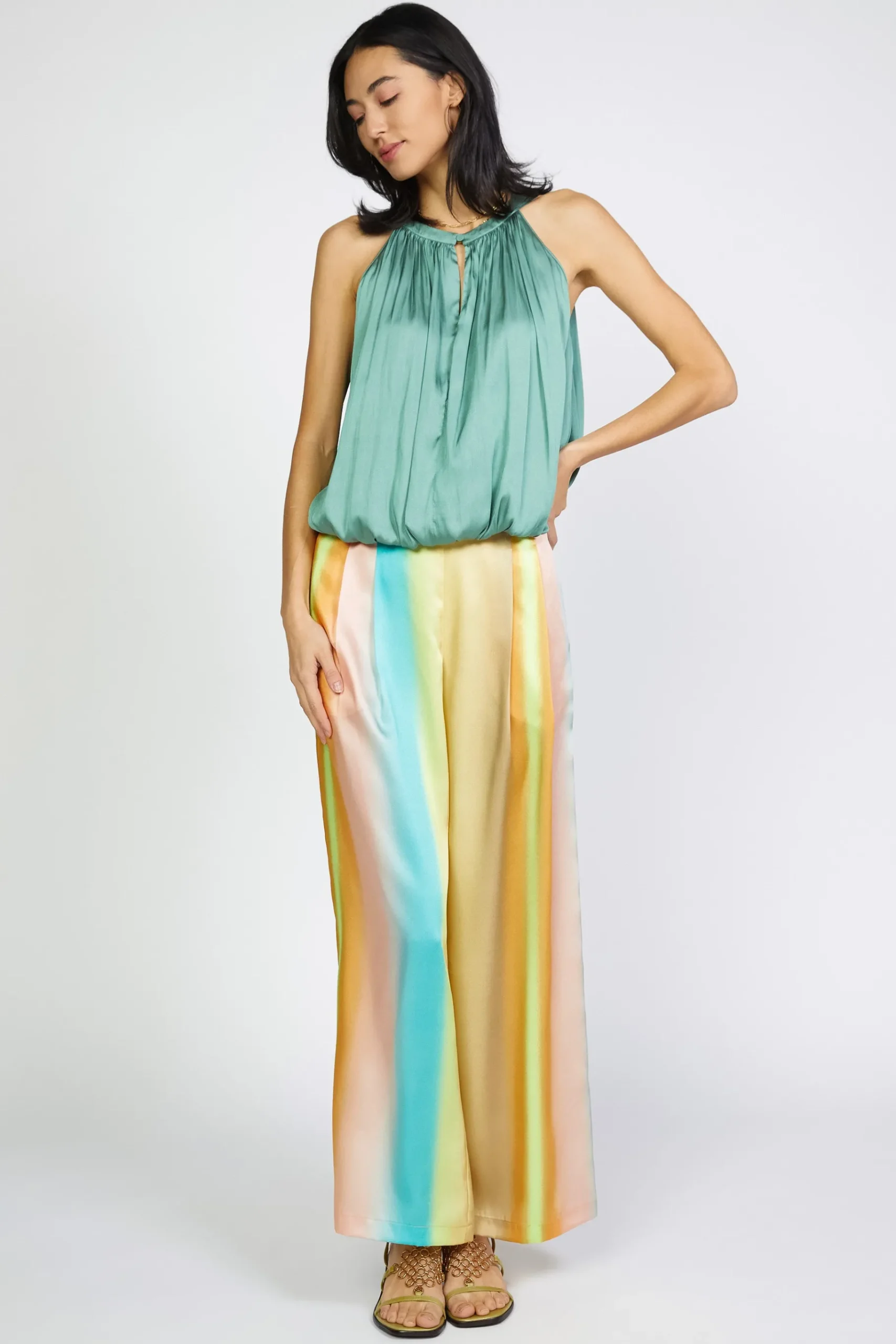 Clearance Bubble Hem Blouse Women Sleeveless Tops