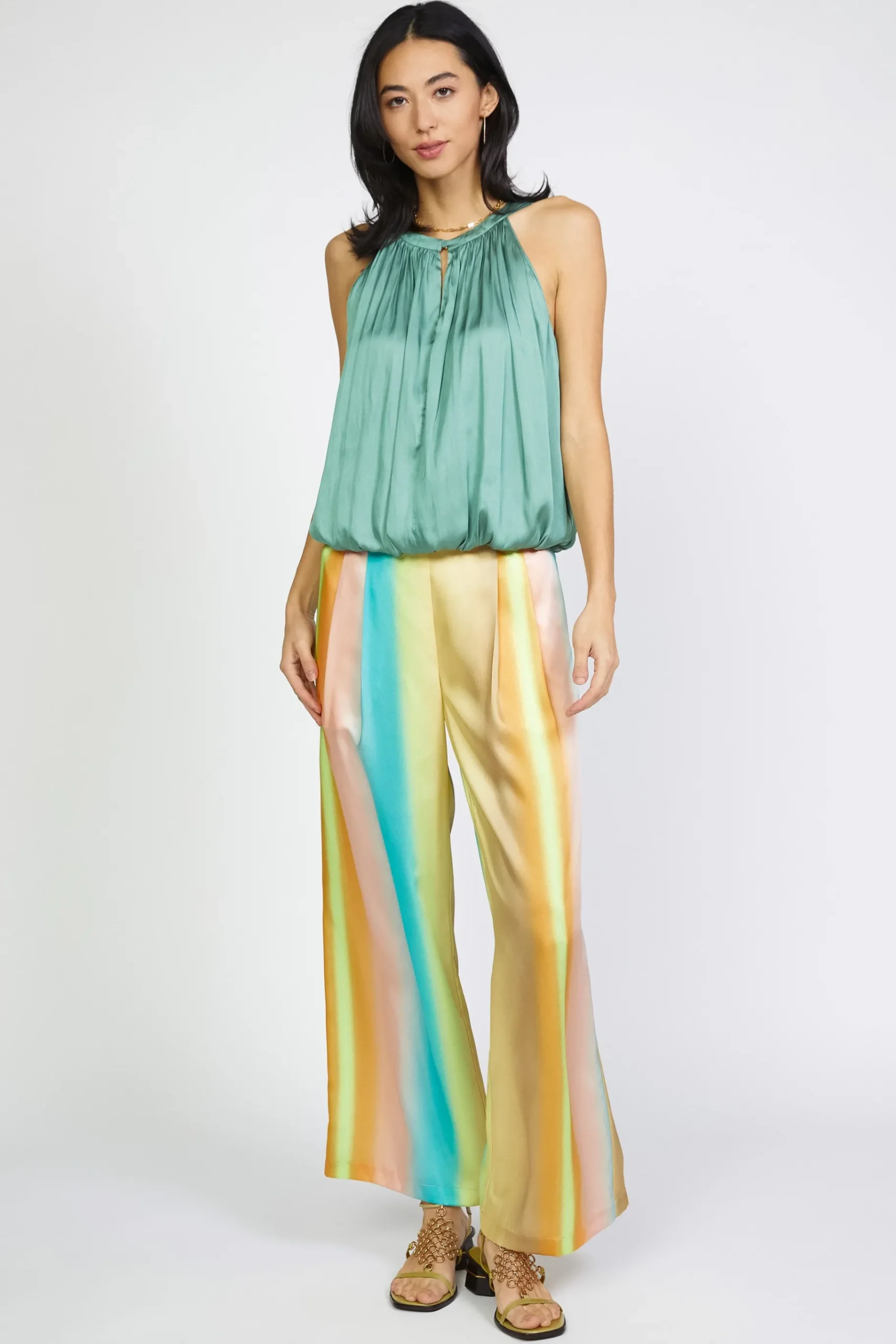 Clearance Bubble Hem Blouse Women Sleeveless Tops